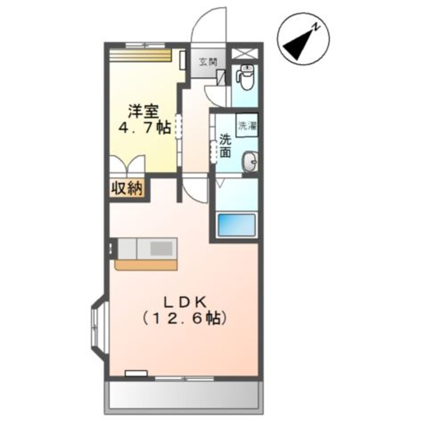 間取図 水島臨海鉄道水島本線/球場前駅 徒歩9分 2階 築14年