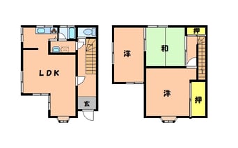 間取図 水島臨海鉄道水島本線/三菱自工前駅 徒歩41分 1-2階 築36年