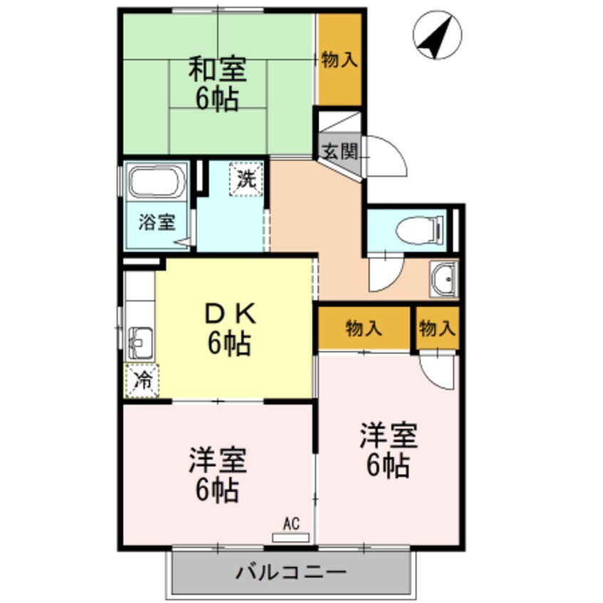 間取図 水島臨海鉄道水島本線/西富井駅 徒歩9分 2階 築32年
