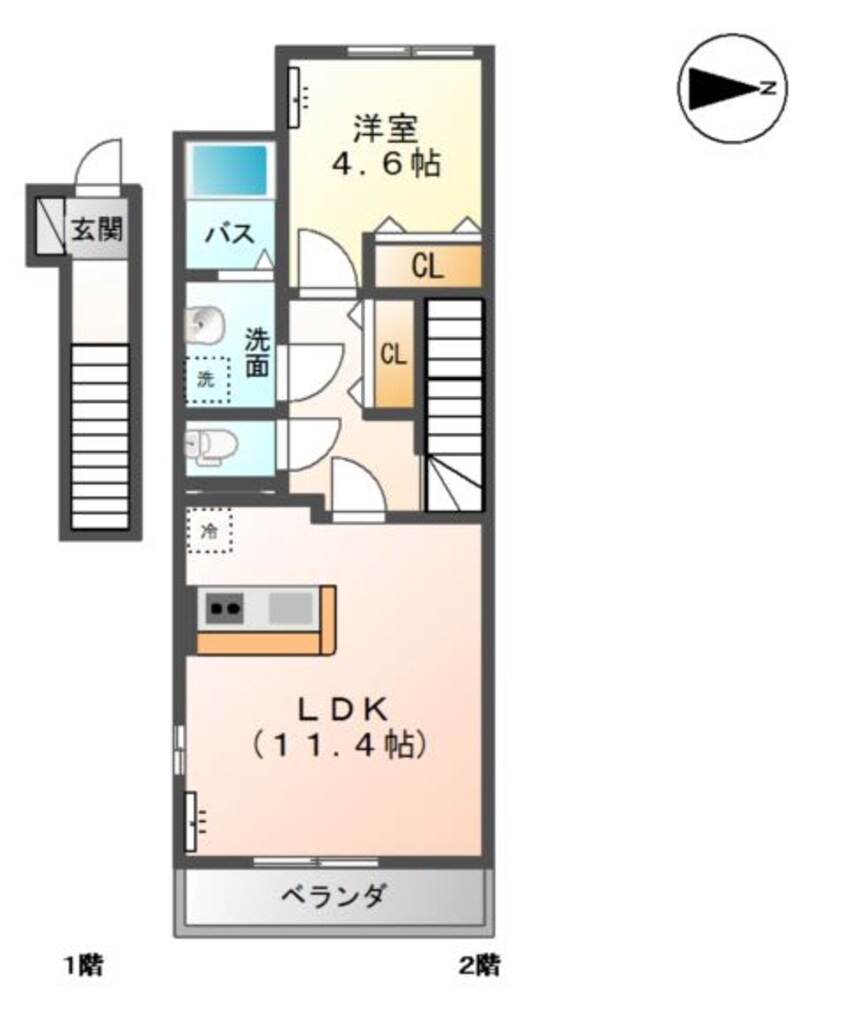 間取図 伯備線/総社駅 徒歩3分 2階 築11年