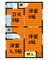 宇野線<宇野みなと線>/久々原駅 徒歩40分 1階 築55年 3DKの間取り