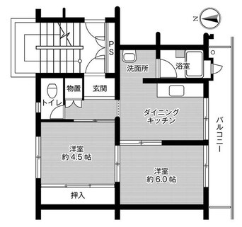 間取図 瀬戸大橋線/木見駅 徒歩43分 4階 築51年