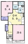 宇野線<宇野みなと線>/早島駅 徒歩13分 1階 築21年 2DKの間取り