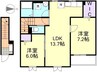 山陽本線（中国）/新倉敷駅 徒歩44分 2階 築11年 2LDKの間取り