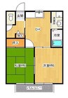 山陽本線（中国）/新倉敷駅 徒歩26分 2階 築30年 2DKの間取り