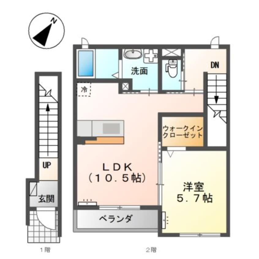間取図 山陽本線（中国）/新倉敷駅 徒歩15分 2階 築9年