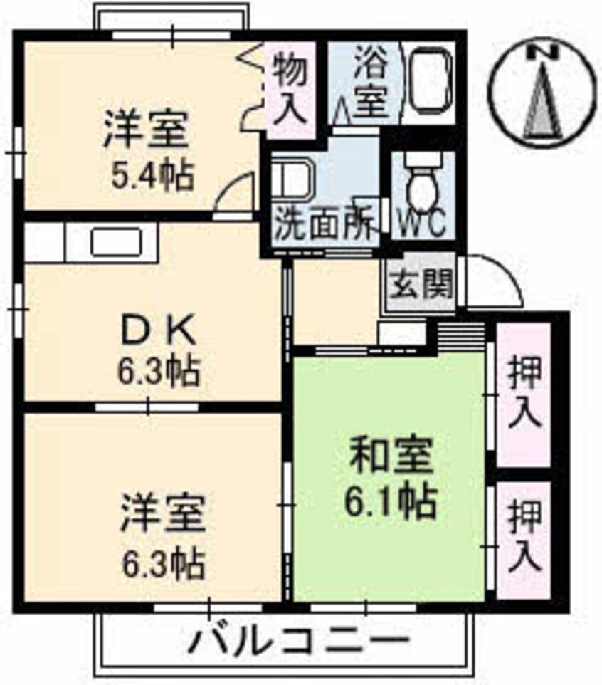 間取図 水島臨海鉄道水島本線/球場前駅 徒歩19分 2階 築25年