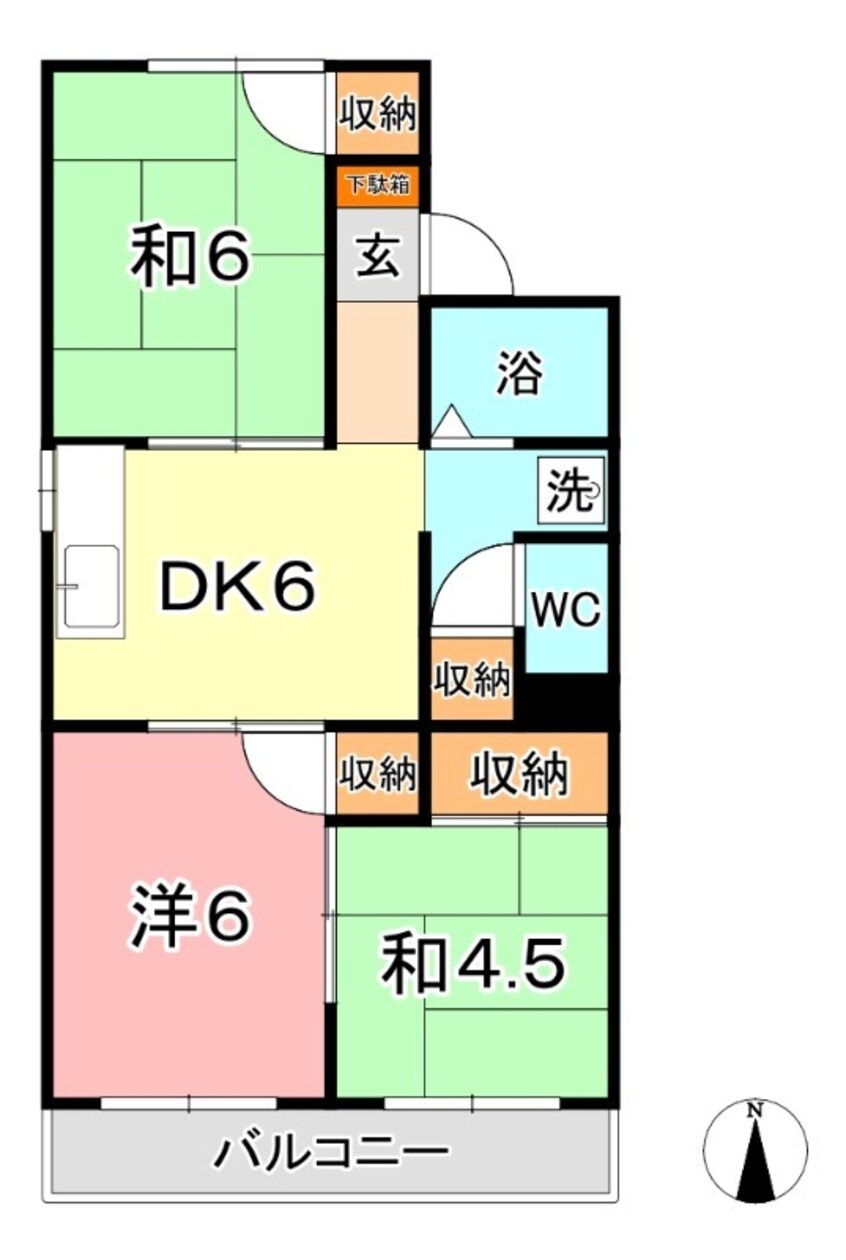 間取図 山陽本線（中国）/金光駅 徒歩57分 2階 築42年
