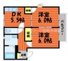 山陽本線（中国）/倉敷駅 徒歩25分 2階 築38年 2DKの間取り