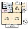 水島臨海鉄道水島本線/球場前駅 徒歩11分 2階 築30年 2Kの間取り