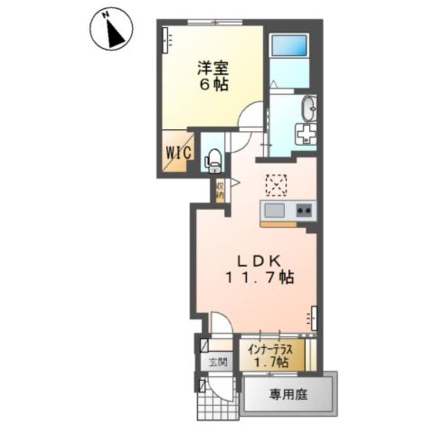 間取図 山陽本線（中国）/新倉敷駅 バス21分上成下車:停歩6分 1階 築6年