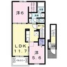 瀬戸大橋線/植松駅 徒歩5分 2階 築7年 2LDKの間取り