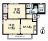 山陽本線（中国）/中庄駅 徒歩16分 1階 築29年 2Kの間取り