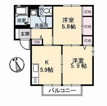 間取図 水島臨海鉄道水島本線/栄駅 徒歩20分 2階 築25年