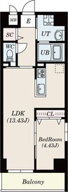 東海道本線/尾頭橋駅 徒歩10分 13階 築浅 1LDKの間取り