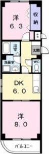 関西本線（東海）/春田駅 徒歩10分 2階 築29年 2DKの間取り