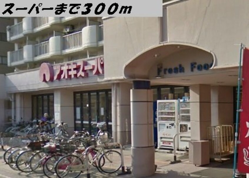 アオキスーパーまで300m アンジュ　八田