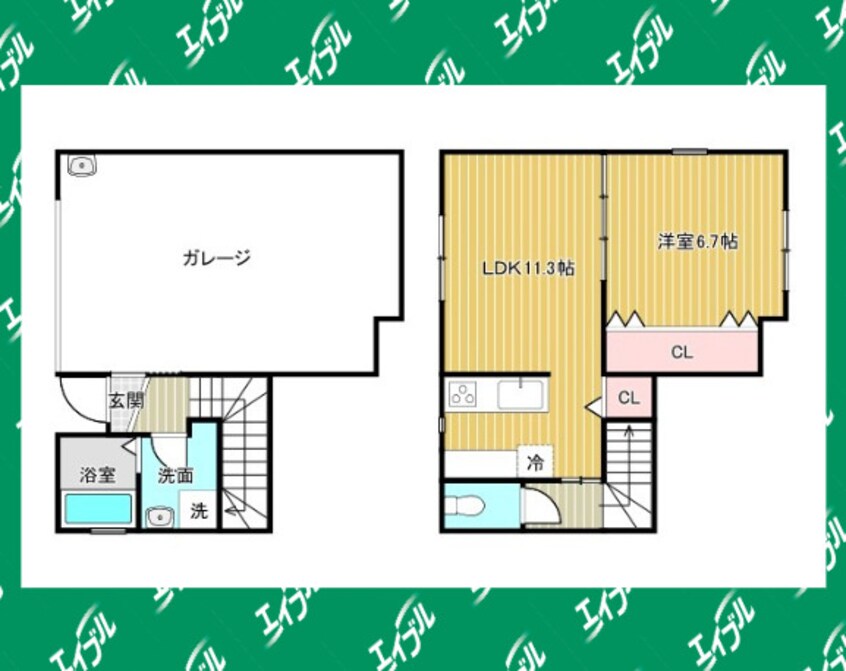 間取図 Garage House 森岡　(電動シャッター付ガレージ戸建賃貸)