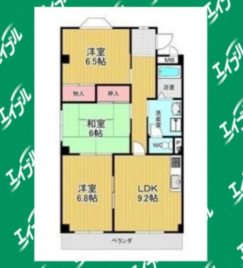 間取図 名古屋市営地下鉄桜通線/徳重駅 徒歩23分 3階 築29年