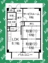 グランディール園田 2LDK+Sの間取り