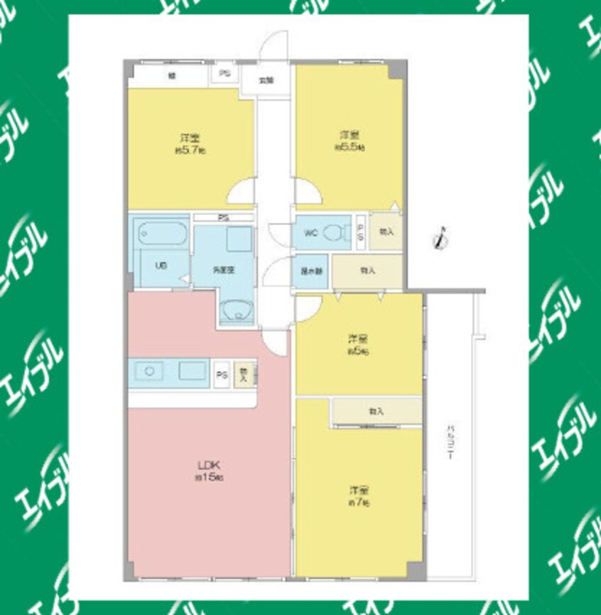 間取図 名古屋臨海高速鉄道<あおなみ線>/港北駅 徒歩14分 5階 築28年