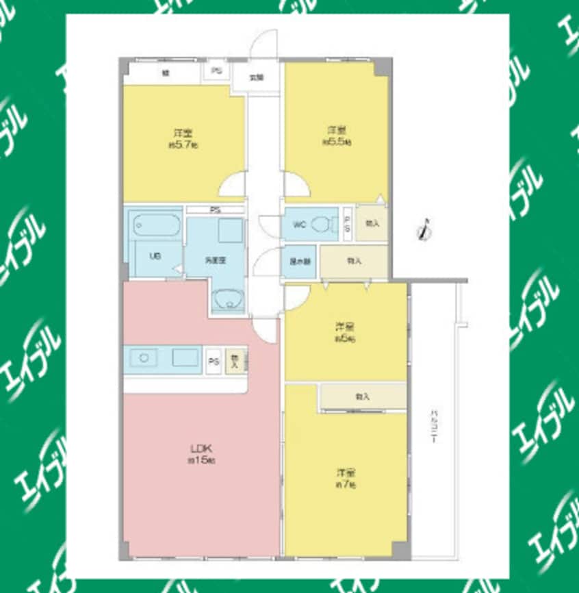間取図 名古屋臨海高速鉄道<あおなみ線>/港北駅 徒歩14分 5階 築28年