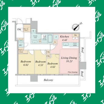 間取図 名古屋市営地下鉄東山線/名古屋駅 徒歩13分 11階 築2年