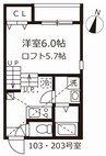 ハーモニーテラス伝馬町 1Kの間取り