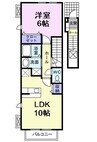 エリタージュⅡ 1LDKの間取り