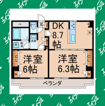 間取図 名古屋市営地下鉄鶴舞線/浅間町駅 徒歩2分 3階 築41年