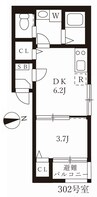 ステラフィッサ御器所 1DKの間取り