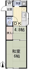 名古屋市営地下鉄鶴舞線/庄内通駅 徒歩15分 2階 築61年 1DKの間取り