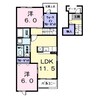 アンジュ・パティオⅡ 2LDKの間取り