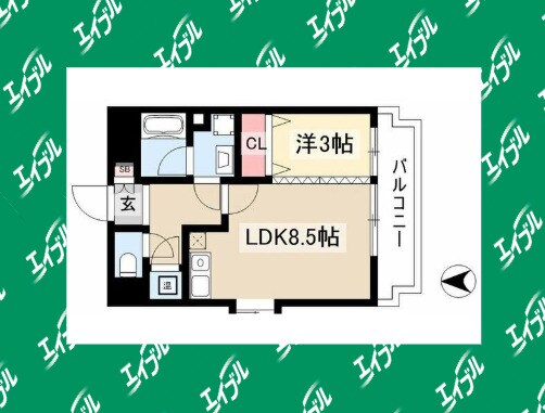 間取り図 名鉄瀬戸線/尼ケ坂駅 徒歩6分 3階 築34年