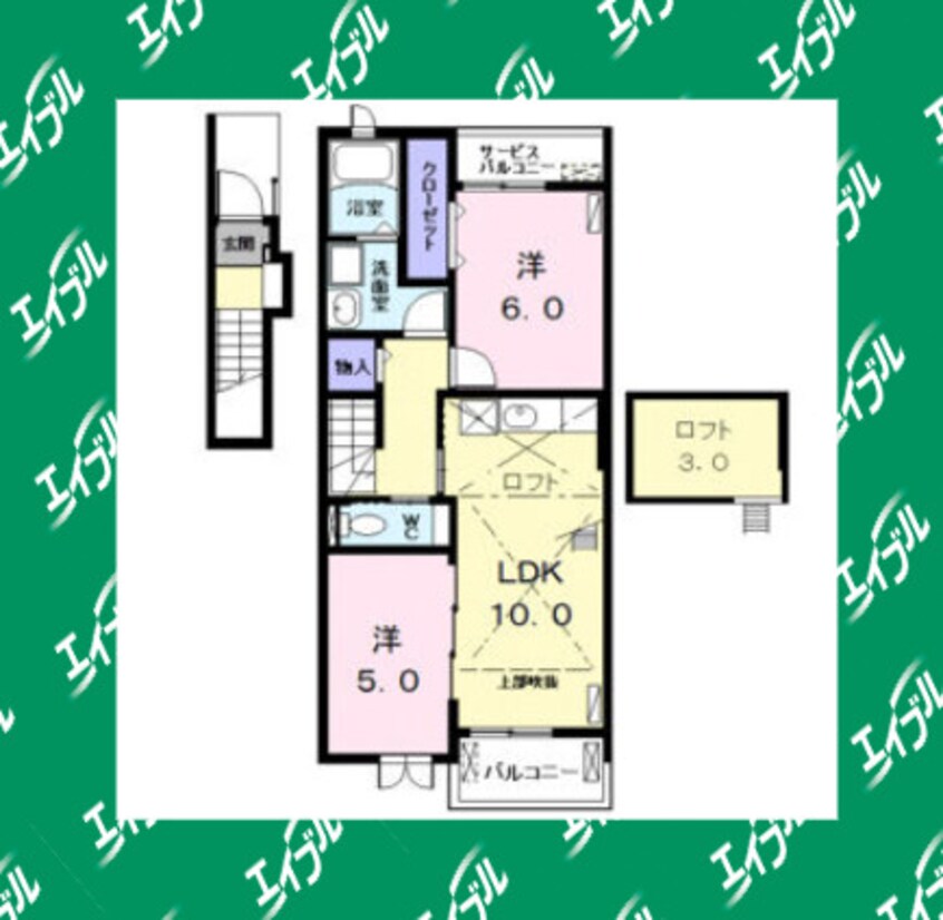 間取図 近鉄名古屋線/伏屋駅 徒歩16分 2階 築14年
