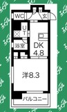グランエターナ名古屋鶴舞 1DKの間取り