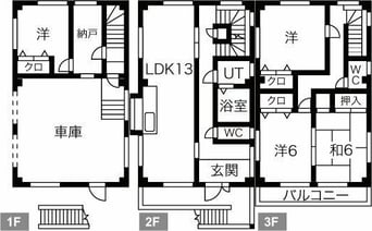 間取図 名鉄犬山線/下小田井駅 徒歩3分 1-3階 築24年