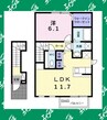 ト－ラスＡ 1LDKの間取り