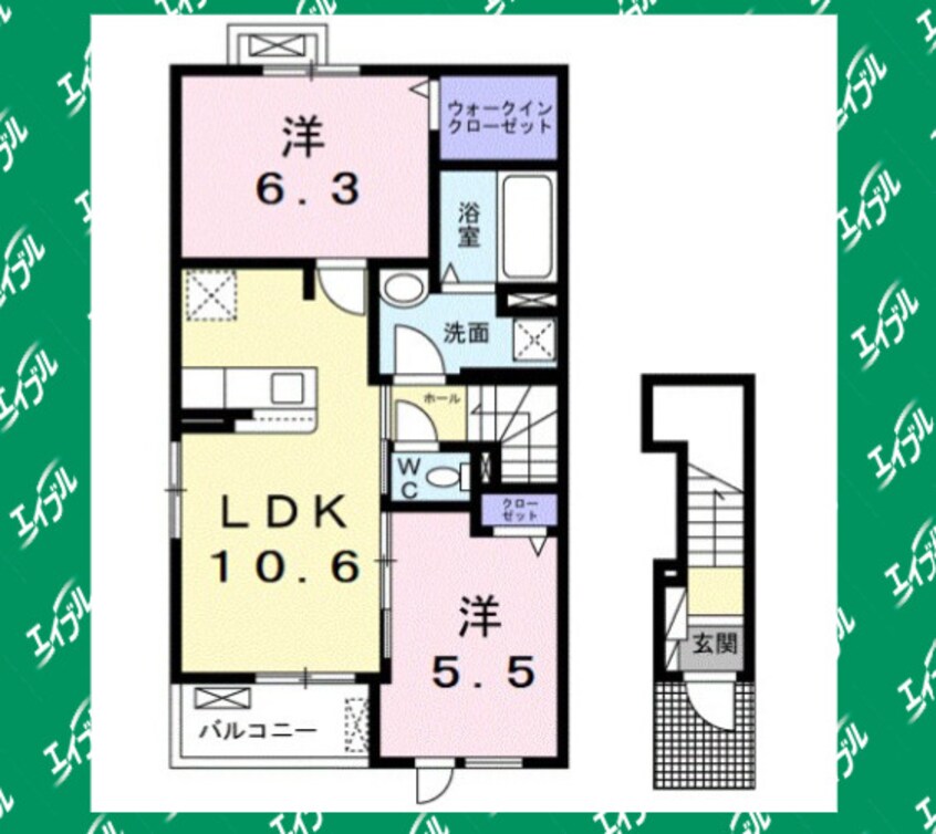 間取図 名鉄河和線/成岩駅 徒歩18分 2階 築1年