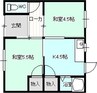 中郷２－２０３貸家 2Kの間取り