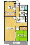 名古屋市営地下鉄名城線/東別院駅 徒歩7分 6階 築37年 2LDKの間取り