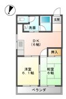 センタービレッジ 2DKの間取り