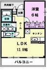 ル・キャステル 1LDKの間取り