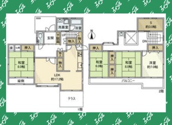 間取図 福知山線<JR宝塚線>/西宮名塩駅 徒歩49分 1-2階 築28年
