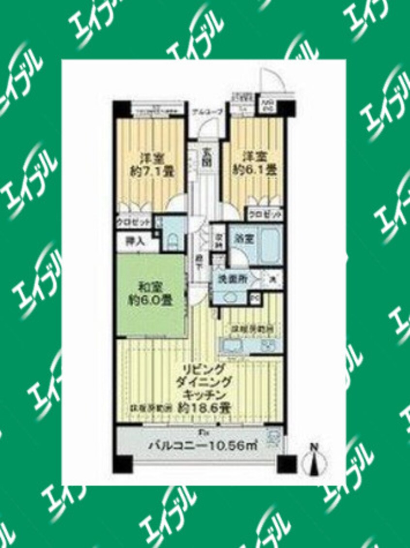 間取図 名古屋市営地下鉄名城線/八事日赤駅 徒歩11分 5階 築21年