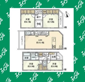 間取図 名古屋市営地下鉄桜通線/太閤通駅 徒歩5分 1-3階 築5年