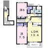 リベルテ道徳 2LDKの間取り