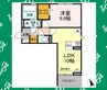 リンドベルク 1LDKの間取り