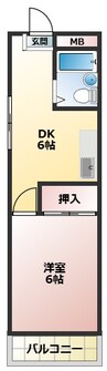 ヴィラ鳥山 1Kの間取り