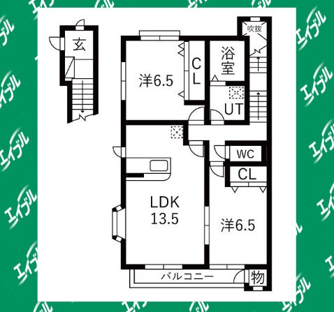 間取り図 武豊線/石浜駅 徒歩9分 2階 築23年